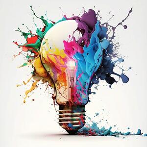 Inspirierende, kreative Farbspritzer-Glühbirne